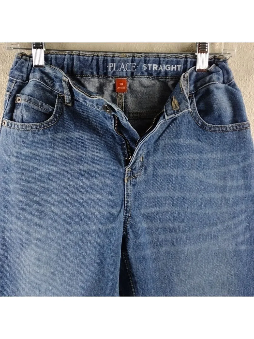 Children's Place Blue Medium Wash Five Pocket Straight Leg Adjustable Waist Jean